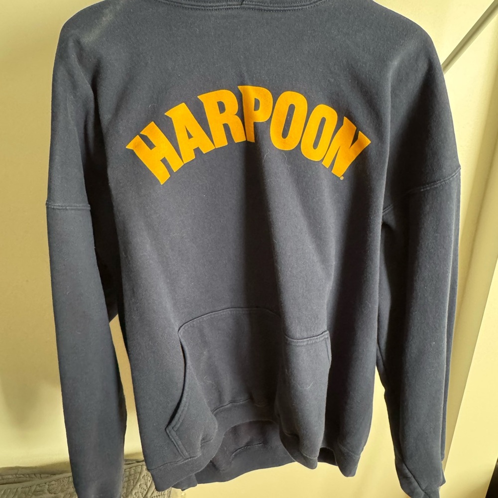 Harpoon Brewery  - Gildan Navy Blue Hoodie with Gold Print